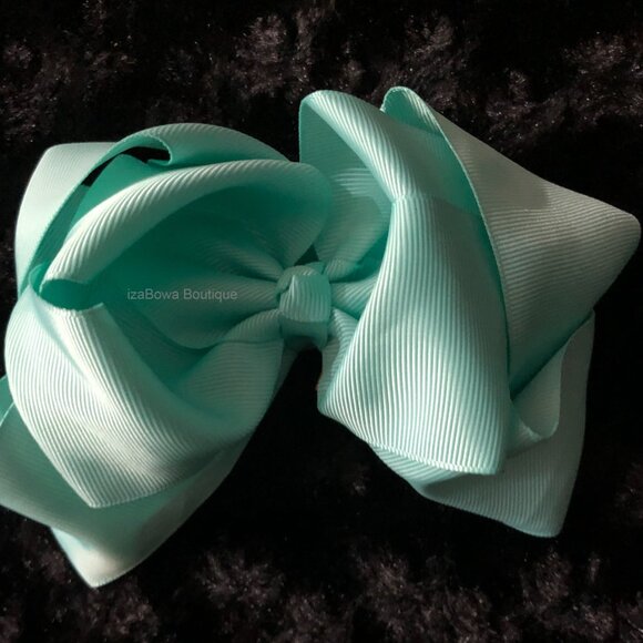 Mint 8" Double Ribbon Boutique Bows  HANDCRAFTED - Picture 3 of 3